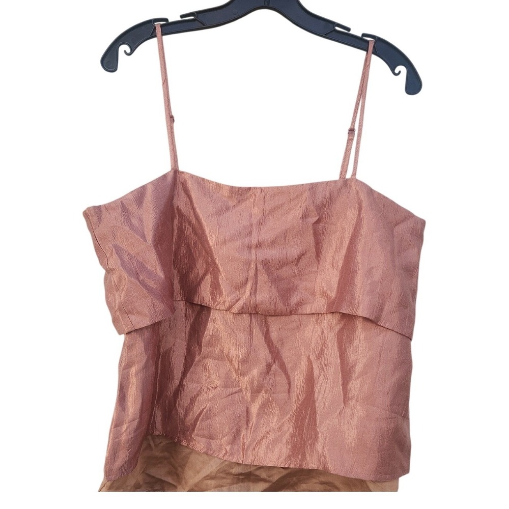 NEW Blue Tassel Anthropologie Metalllic Tank Small Luxe Boho Euro Artsy Soft Y2k